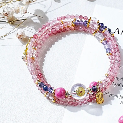 Enlightened Spirit - Strawberry Crystal Wrap Bracelet/Necklace