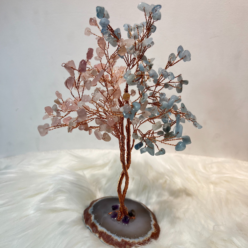 Unconditional Love - Rose Quartz & Aquamarine Feng Shui Tree