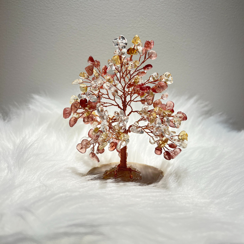 You Are Loved - Clear Quartz & Citrine & Strawberry Crystal Feng Shui Tree