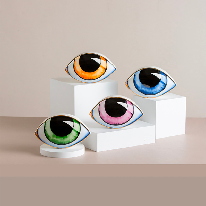 Serene Tranquility - Pink Evil Eye Ceramic Statue 