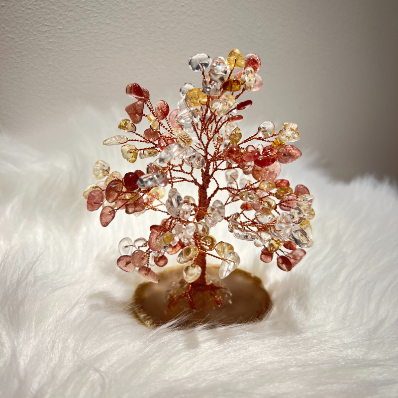 You Are Loved - Clear Quartz & Citrine & Strawberry Crystal Feng Shui Tree