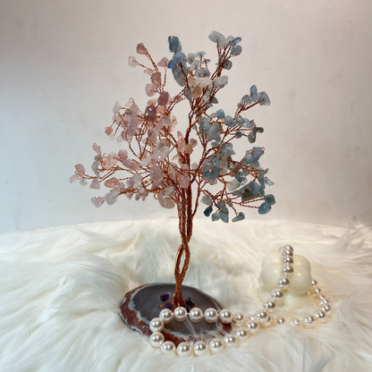 Unconditional Love - Rose Quartz & Aquamarine Feng Shui Tree