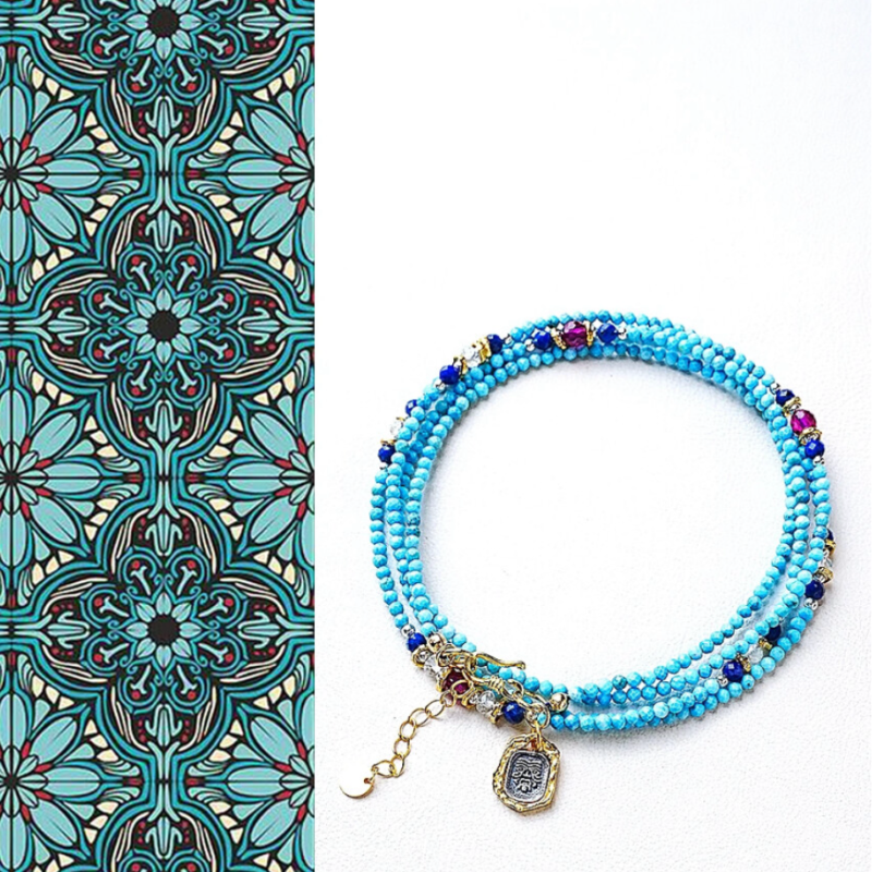 Enlightened Aura - Turquoise Wrap Bracelet/Necklace