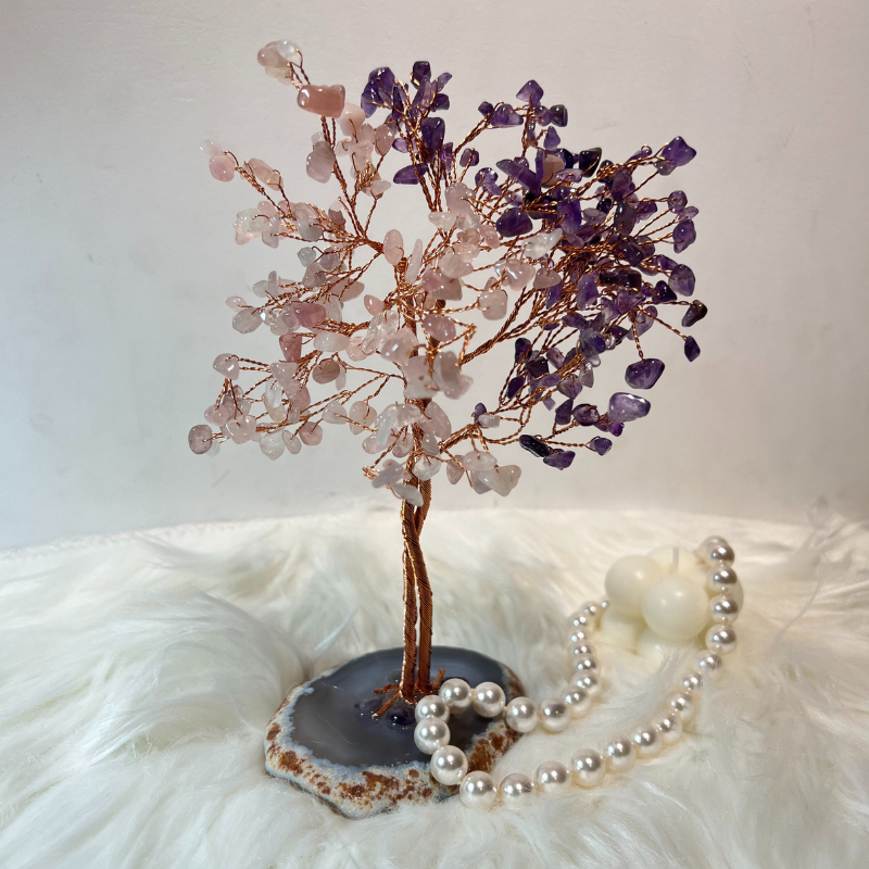 Eternal Appreciation - Rose Quartz & Amethyst Feng Shui Tree