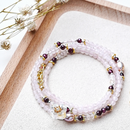 Enlightened Beauty - Rose Quartz Wrap Bracelet/Necklace