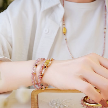 Peaceful Harmony -Strawberry Crystal Wrap Bracelet/Necklace