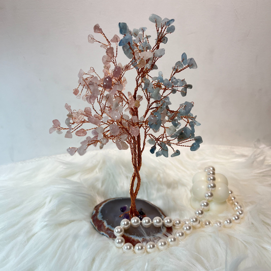 Unconditional Love - Rose Quartz & Aquamarine Feng Shui Tree