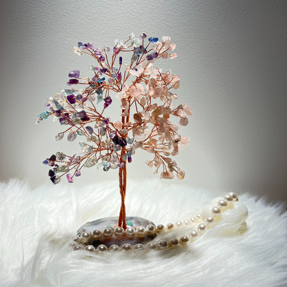 The Rainbow Keeper - Rose Quartz & Colored Fluorite Feng Shui Tree