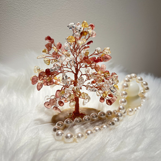 You Are Loved - Clear Quartz & Citrine & Strawberry Crystal Feng Shui Tree