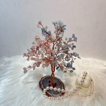 Unconditional Love - Rose Quartz & Aquamarine Feng Shui Tree