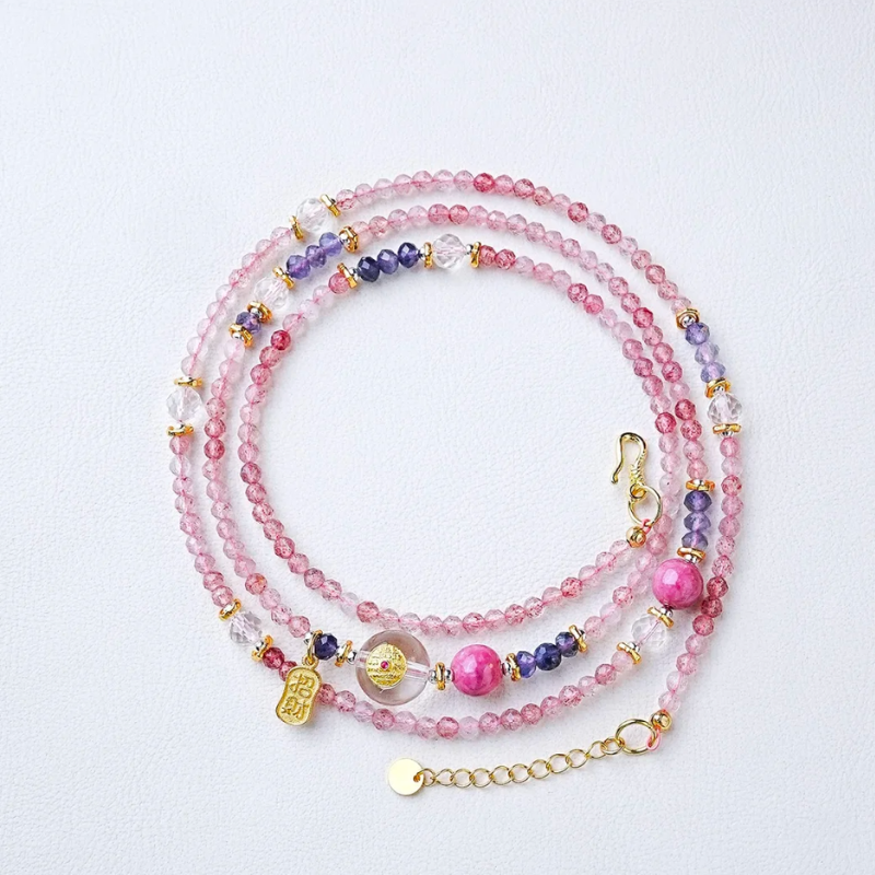 Enlightened Spirit - Strawberry Crystal Wrap Bracelet/Necklace